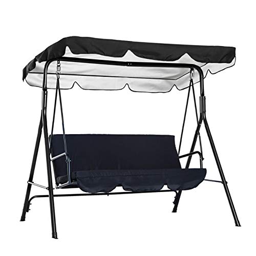 Persever Patio Swing Canopy Replacement Cover Garden Swing Canopy Top Cover Swing Chair Awning Unique Velcro Design Windproof Black 75x52x59