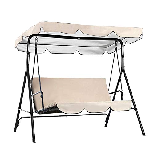 Persever Patio Swing Canopy Replacement Cover Garden Swing Canopy Top Cover Swing Chair Awning Unique Velcro Design Windproof Cream 77x43x59