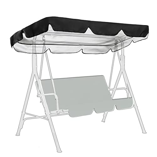 TwoPone Outdoor Swing Replacement Canopy  Black 77x43x59in Durable 420D Oxford Fabric Windproof Waterproof AntiUV Swing Chair Cover Patio Swing Canopy Replacement Cover