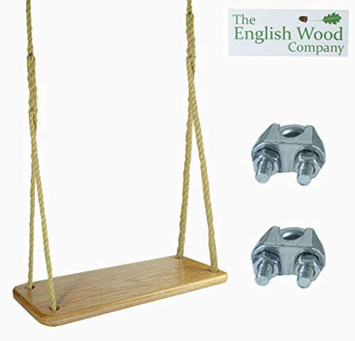 Premium Sustainable Wooden Tree Swing  English Oak Wood Tree Swing with Rope for Adults and Children Complete Wooden Rope Swing Kit Perfect for The Indoors and Outdoors