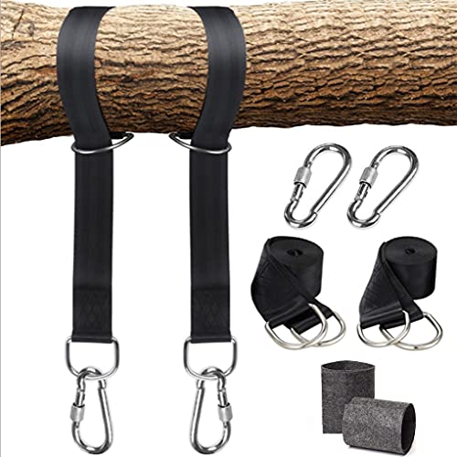 softwarm 8FT Tree Swing Hammock Straps Hanging Kit Hold 2200LBS Heavy Duty Rope Hanger Strap Extender with Carabiner and Trees Protectors for Outdoor Porch Tent Indoor Camping