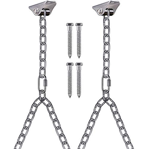 Besthouse Set of 2 Heavy Duty Porch Swing Hanging Chain Kit Hammock Chair Hardware for Indoor Outdoor Playground Hanging Chair Hammock Chair Punching Bags 4 Screws for Wooden 1000LB Capacity 81