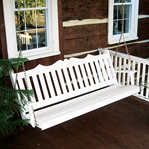Dress the Yard Royal English AmishCrafted Yellow Pine Porch Swing (6 Foot White)