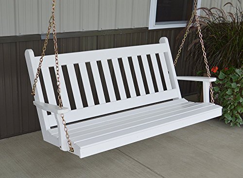 Dress the Yard Traditional AmishCrafted Yellow Pine Porch Swing (6 Foot White)