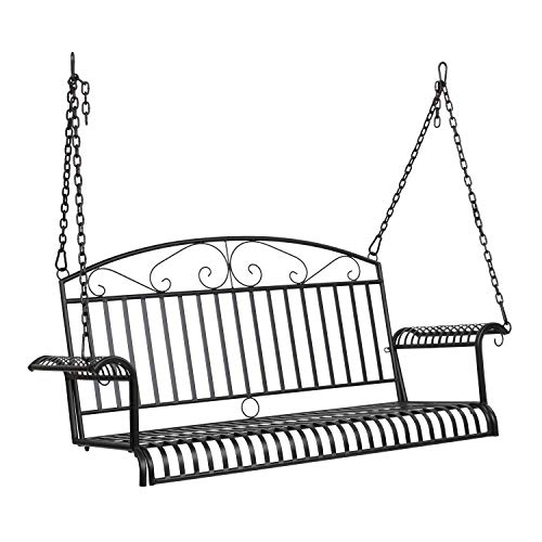VINGLI Upgraded Metal Patio Porch Swing 660 LBS Weight Capacity Steel Porch Swing Chair for Outdoors Heavy Duty Swing Chair Bench for Gardens  Yards (Pattern 6)