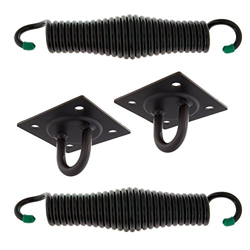 BarnShedPlay 4 Hole Black Hangers and Springs Porch Swing Hanging Kit