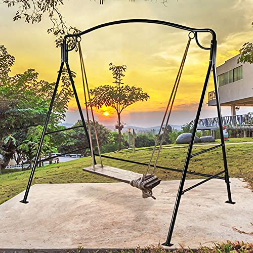 Metal Swing Stand Heavy Duty Porch Swing Frame with Extra Side Bars 660Lbs Weight Capacity AFrame Hanging Swing Frame for Lawn Yard Park Water Proof Outside Furniture (Black 711x691x505in)