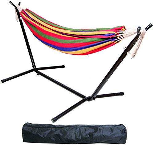 BalanceFrom Double Hammock with Space Saving Steel Stand and Portable Carrying Case 450Pound Capacity
