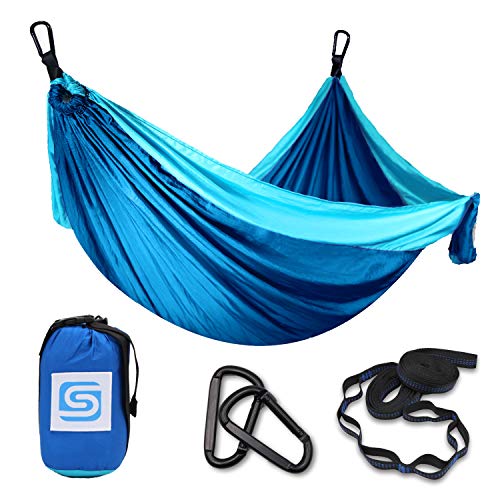 9 FT Hammock Hammock in A Bag Beach Hammock SendCord Hideaway Nylon Hammocks for Outdoors Parachute Hammock with Upraded Straps Two Person Hammock for Camping Backyard Patio Balcony