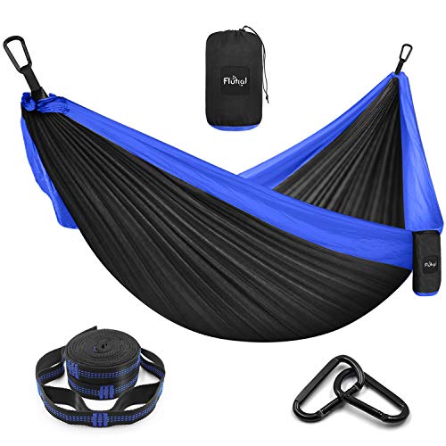 Flutial Camping Hammock Double  Single Portable Hammock with Tree Straps Lightweight Nylon Parachute Hammocks for Indoor Outdoor Backpacking Travel Hiking