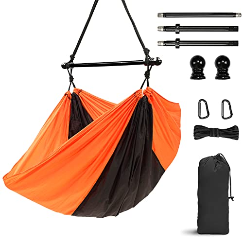 Soumns Portable Hammock Chair Large Nylon Lightweight Hanging Swing for Outdoor Camping Backpacking with Metal Collapsible Support Bar
