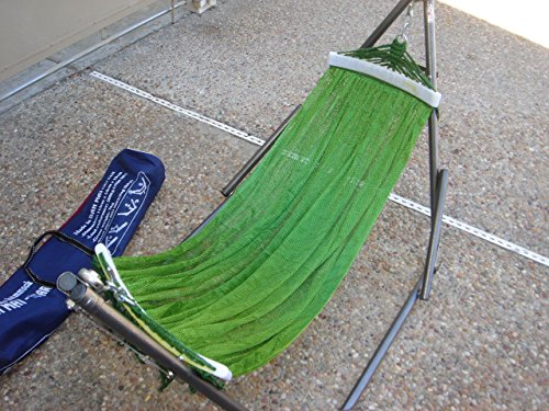 Ban Mai IndoorOutdoor Small Hammock Swing Bed with Adjustable Medium Duty Metal Frame 48 and a Free Hand Carry Bag