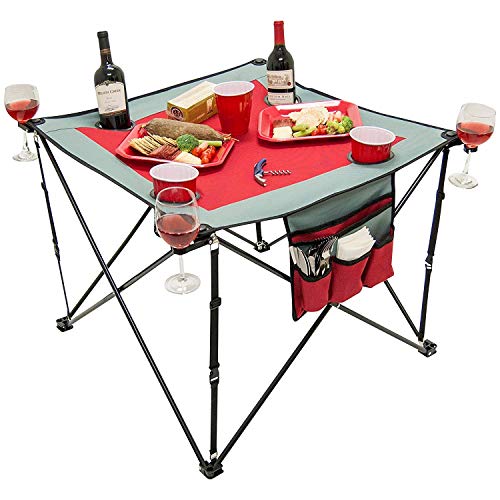 Creative Outdoor Folding Wine Table  Portable  Camping Beach Picnic  Patio  Red  Gray