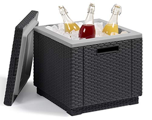 Keter Ice Cube Beer and Wine Cooler Table Perfect for Your Patio Picnic and Beach Accessories Graphite