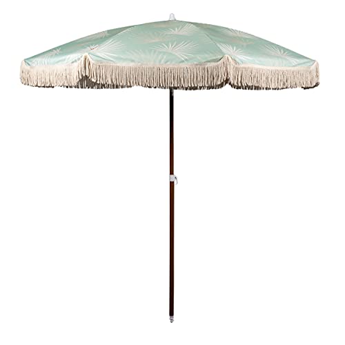 Beach State Summerland 65 Feet Beach Umbrella with Fringe  Patio Umbrella  Outdoor Umbrella  UV50 Sun Protection (Palm Beach)