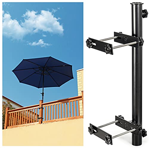 HAINAWANG 304 Stainless Steel Patio Umbrella Holder (GrillePost)for Outdoor Fixed on The Deck Railing UmbrellaSun Umbrella Bracket (Post Black)