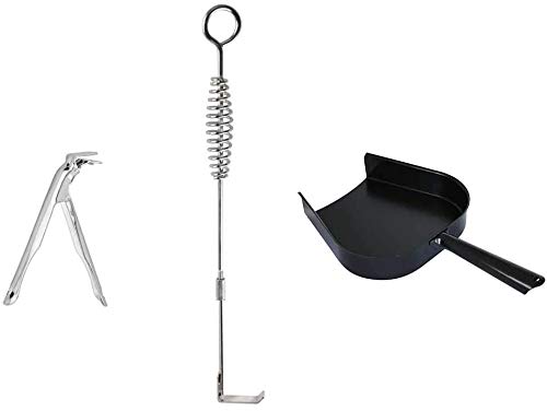 DOLAMOTY Big Green Egg Ash Tool Set Accessories Big Green Egg Parts Kamado Grill Cleaning Tools Ash Tool PokerInclude Ash Rake and Ash Pan and Grill Grate Lifter