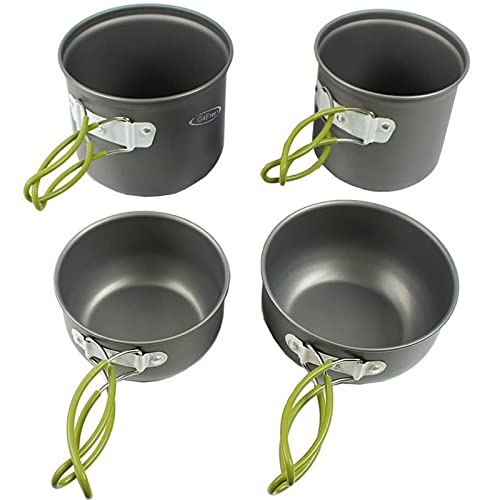 G4Free 2413 PCS Camping Cookware Mess Kit Hiking Backpacking Picnic Cooking Bowl Non Stick Pot Knife Spoon Set (4PCS)