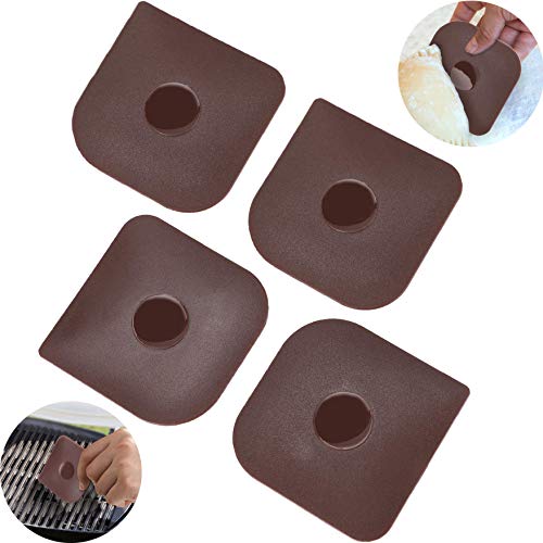 Pan Scraper Durable Dish Scraper Set of 4pcs Pot Scraper Handheld Nylon Cast Iron Pan Cleaners Multifunctional Pan Scraper Tool and Stoneware Scraper for Kitchen and Home Brown