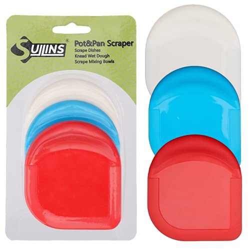 SULLINS Pan Scraper Pack Of 3 Dish Scraper Multicolor Set Ideal Plastic Scraper Tool Kitchen Silicone Grip For Dishwashing Our Pot Scraper Is A Multipurpose Kitchen Tool For Your Scraping Needs