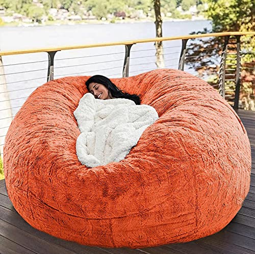 Bean Bag (Just a Cover not a Complete ChairAdult Chair FluffyOversized Plush Micro Suede CoverSuitable for Lounge Bedroom Garden BalconyTangerine 180CM