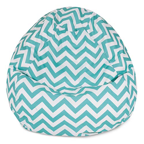 Majestic Home Goods Classic Bean Bag Chair  Chevron Giant Classic Bean Bags for Small Adults and Kids (28 x 28 x 22 Inches) (Teal Blue)