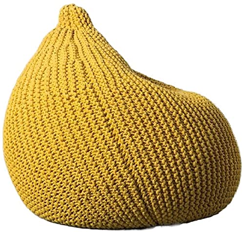 Patio Lounge Chairs Recliner Knitted Bean BagOutdoor Indoor Bean Bag Chair Kids Adults Footstool PouffeRecliner Gaming Bean Bag for Garden Living Room Bedroom Grey 75x65cm (Color  Yellow