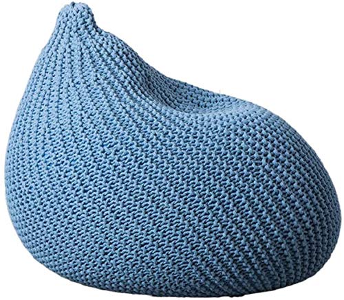 XZGDEN Lightweight Knitted Bean BagOutdoor Indoor Bean Bag Chair Kids Adults Footstool PouffeRecliner Gaming Bean Bag for Garden Living Room Bedroom Grey 75x65cm (Color  Blue Size  75x65cm)