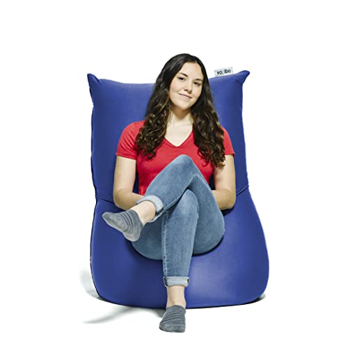 Yogibo Zoola Short Outdoor Bean Bag Chair Single Seat Beanbag Water Resistant Deck Furniture Cozy Patio Lounger Portable Lightweight (Royal)