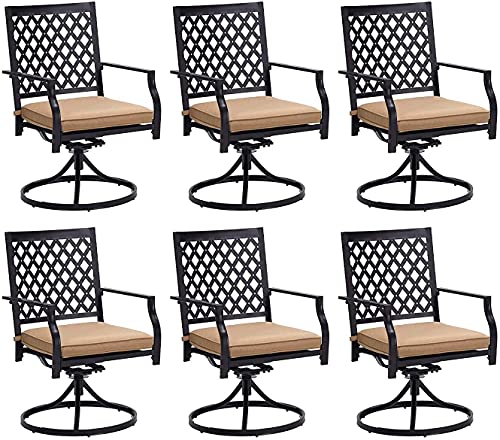 Outdoor Swivel Dining Chairs Patio Furniture Chairs Set with Cushion for Garden Backyard Set of 6