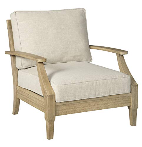 Signature Design by Ashley Clare View Outdoor Eucalyptus Patio Lounge Chair Natural Beige