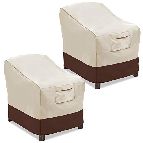 Vailge Patio Chair Covers Lounge Deep Seat Cover Heavy Duty and Waterproof Outdoor Lawn Patio Furniture Covers ( 2 Pack  Large Beige  Brown) 