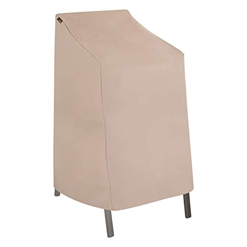 Modern Leisure 2920 Chalet Highback Bar Stool Stackable Patio Chair Outdoor Cover (27 L x 27 D x 49 H inches) WaterResistant Beige