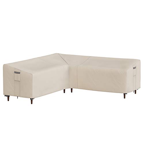 SONGMICS Outdoor Sectional Cover LShaped Sofa Cover Waterproof Outdoor Furniture Cover 102 L x 102 L x 35 W x 31236 H Beige UGSC226BE
