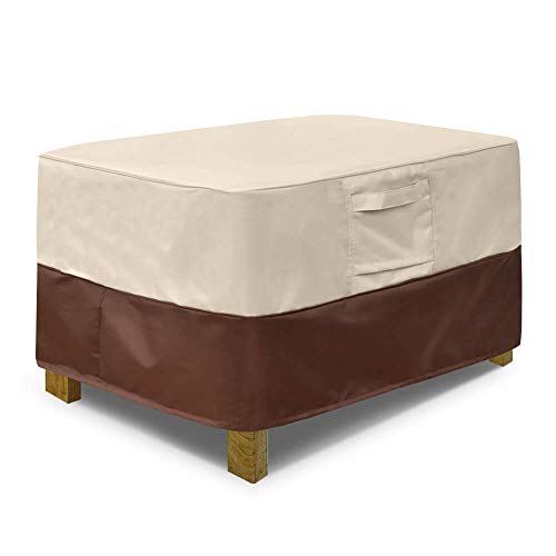 Vailge Rectangle Patio Ottoman Cover Waterproof Outdoor Ottoman Cover with Padded Handles Patio Side Table Cover Heavy Duty Patio Furniture Covers (SmallBeige  Brown)