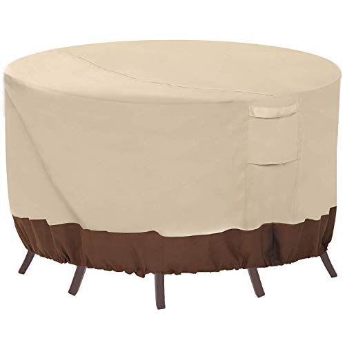 Vailge Round Patio Furniture Covers 100 Waterproof Outdoor Table Chair Set Covers AntiFading Cover for Outdoor Furniture Set UV Resistant 62 DIAx28 HBeige  Brown