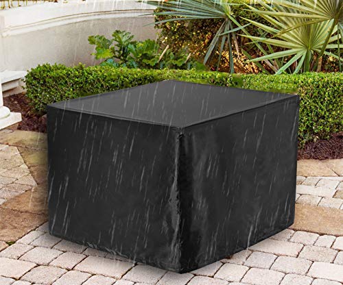 WOMACO Heavy Duty Square Patio Fire PitTable Cover Waterproof Outdoor Furniture Cover (48 x 48 x 29 Black)
