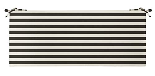 RSH Décor Indoor Outdoor 3 Foam Bench Cushion with Ties ( 72 x 18 x 3 ) Choose Color (Black  White Stripe)
