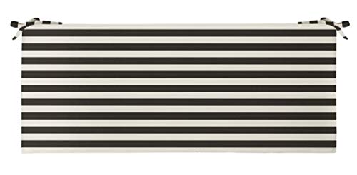 RSH Décor Indoor Outdoor 3 Foam Bench Cushion with Ties ( 72 x 18 x 3 ) Choose Color (Black  White Stripe)
