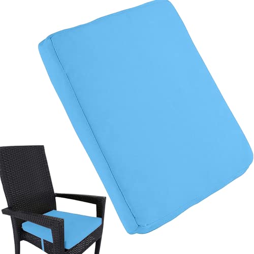 Uheng 6 Pack Patio Outdoor Chair Cushions with Ties Seat Pads Mat Waterproof Removable Cover Comfort Memory Foam Nonslip for Garden Deck Picnic Beach Pool 18 X 18(Blue)