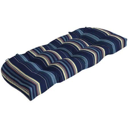 Comfort Classics Inc Outdoor Wicker Settee Blue Striped Cushion for Patio 18x415x5in in Polyester Fabric