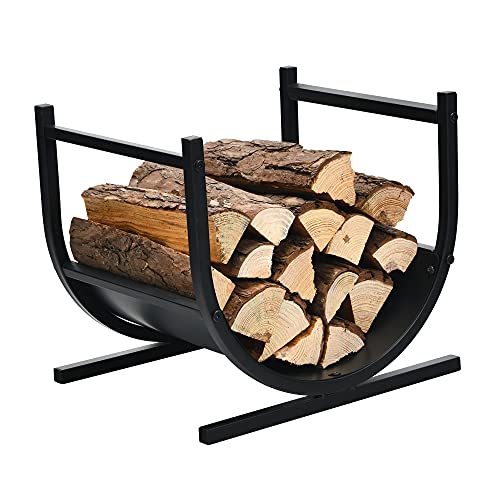 Goplus Firewood Rack 17 UShaped HeavyDuty Iron Log Rack with Stable Base  Carrying Holder Indoor  Outdoor Decorative Wood Stacking Holder Easy Set Up