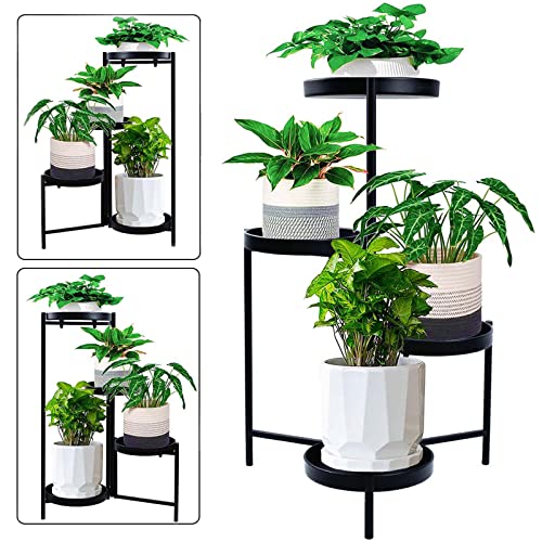 Metal Plant Stand Indoor Outdoor4 Tier Flower Pot Holder Plants Display RackWrought Iron Vertical Shelves Corner Planters Shelf Decorative Storage Organizer Brackets for Garden Patio Lawn Balcony