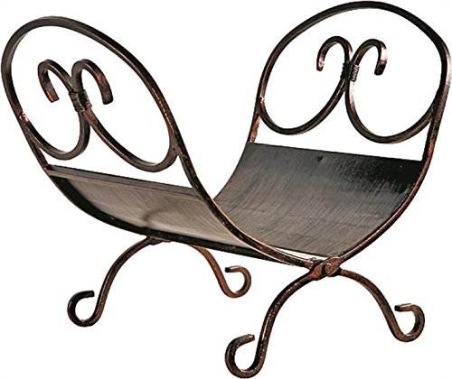 Rocky Mountain Goods Decorative Indoor Log Rack  Heavy duty iron with Antique bronze finish  Perfect size for indoor use  Pre assembled  Decorative log holder design and finish