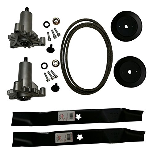 Mr mower parts deck rebuild kit for craftsman poulan Husqvarna included 2 heavy duty spindles 130794 2 mulcher blades 134149 2 pulleys 173436 deck belt 144959 95