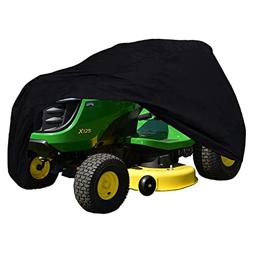 Szblnsm Riding Lawn Mower Cover Waterproof Tractor Cover Fits Decks up to 54 Made of Thick Heavy Duty 420D Polyester Oxford UV Protection Universal Fit with Drawstring Storage Bag