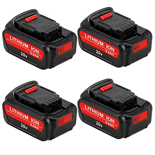 4 Packs Amsbat 60Ah DCB206 Battery Compatible with Dewalt 20V Battery Max Lithium DCB200 DCB201 DCB203 DCB204 DCB205 DCB207