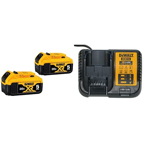 DEWALT DCB2052 20V MAX XR 50Ah Lithium Ion Battery 2Pack w DCB115 MAX Lithium Ion Battery Charger 12V20V