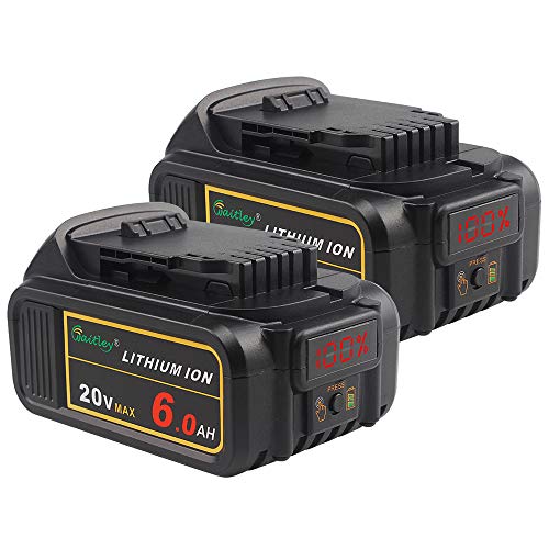 Upgraded 2 Pack Waitley DCB2062 20V MAX 60Ah Lithium Ion Battery Compatible with DEWALT DCB200 DCB204 DCB205 DCB206 DCDDCFDCG Series Tools with LED Indicator