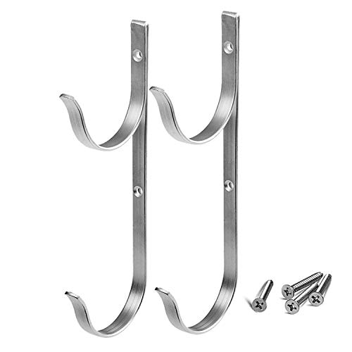 Pool Pole Hanger with Screws Heavy Duty Extension Pole Holder Set Ideal Aluminium Metal Hooks for Swimming Pool Telescopic Poles Vacuum Hose  Farm Rake Brackets Garden Tools Organizer 2PCS